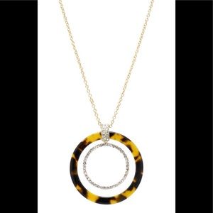 Long Resin Hoop W/Pave Glass Stone Necklace